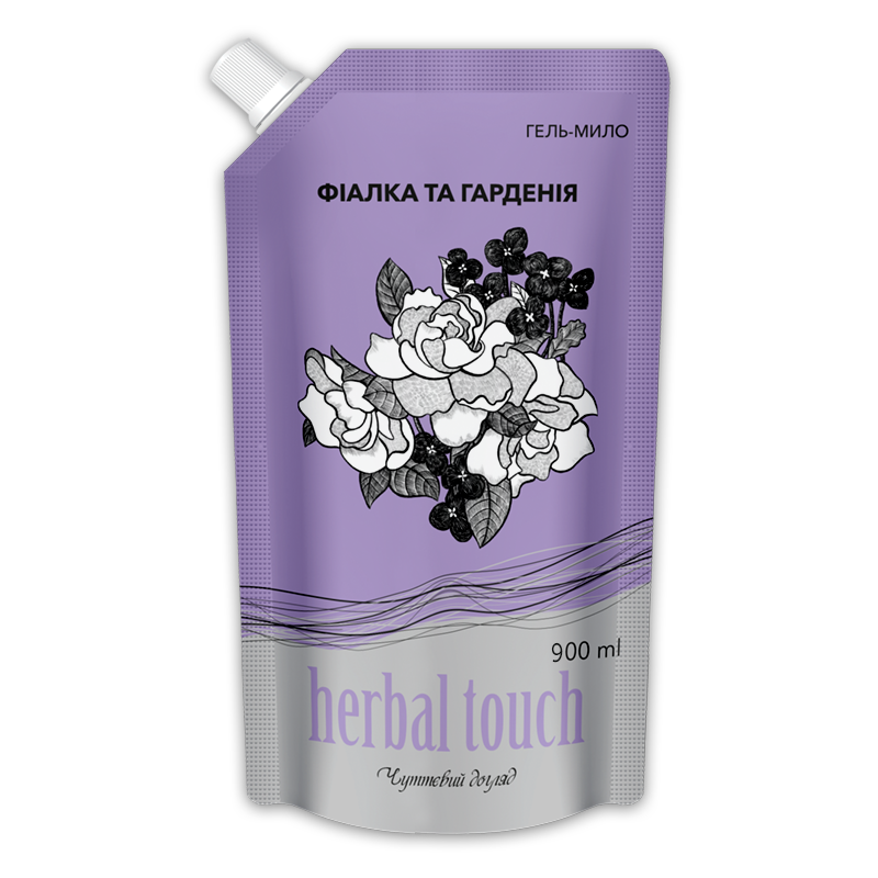 HERBAL TOUCH Гель-мило Фіалка та Гарденія 900мл (ДОЙ-ПАК)